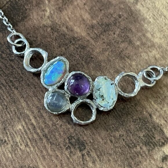 Silpada Sterling Silver 925 Necklace Roman Glass Amethyst Opal Labradorite Rare - Picture 6 of 16